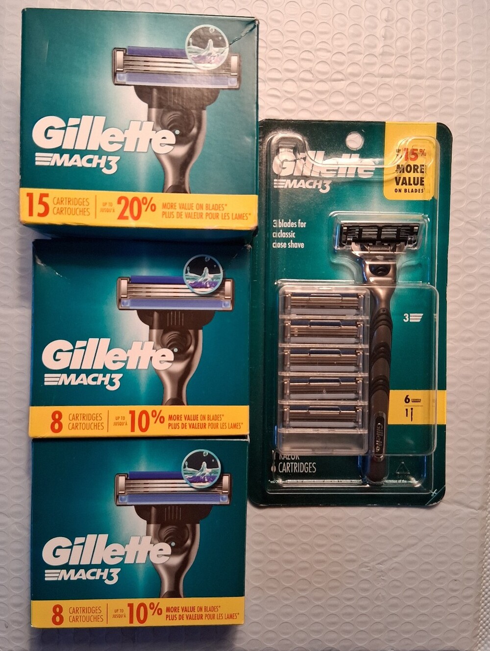 Bundle Of Gillette Mach3 Razor Cartridges And Razor Handle